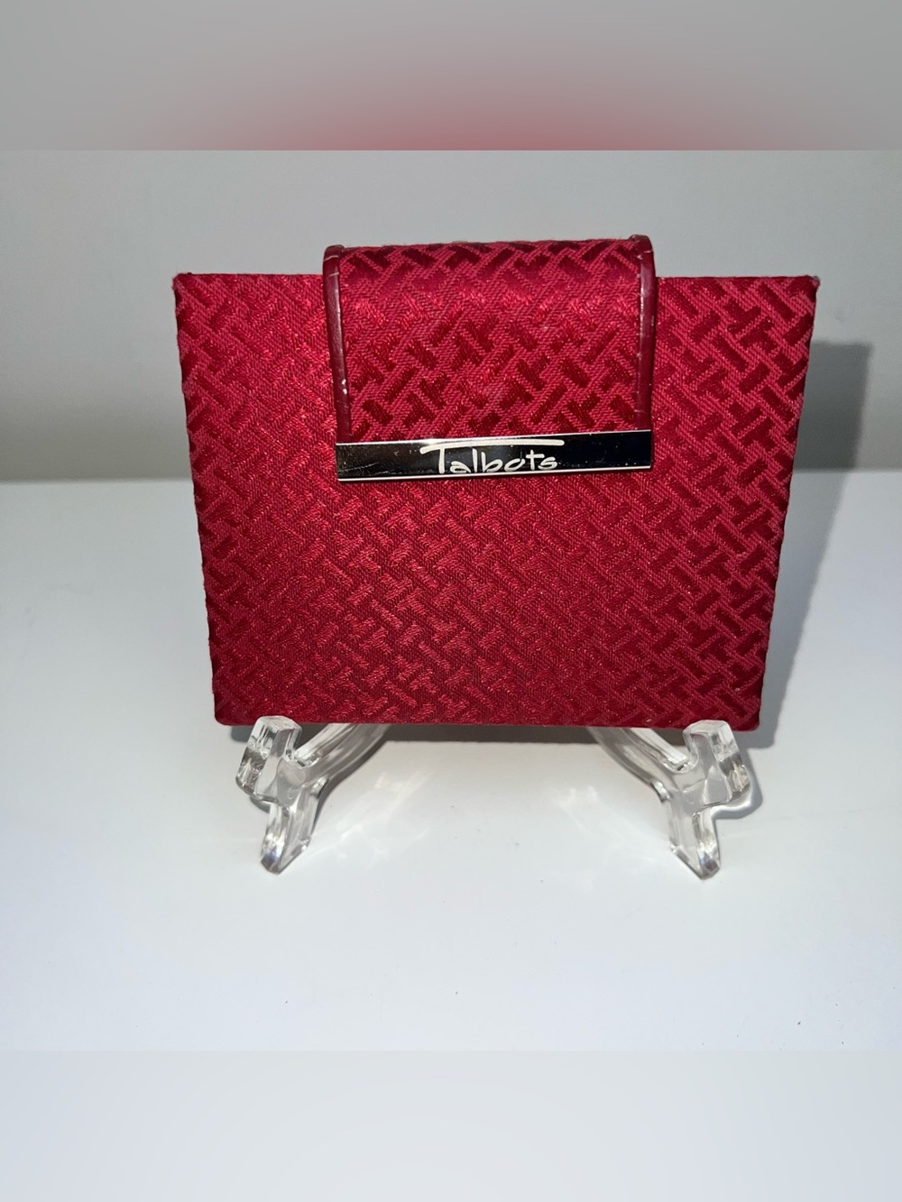 Talbots Red Textured Fabric Picture Wallet